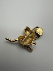 Vintage Gold Cat Kitten Playing With Black Ball Brooch 4.5cm JB6