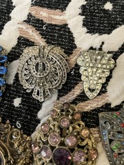 Art Deco Dress Clip Lot 20 1930s Rhinestone Clips Vintage Jewelry Brooch