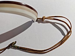 Vintage 3-Toned Wood Pendant Leather Pull Cord Necklace
