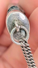 Victorian Antique Dik Dik Horn Necklace Pendant Sterling Silver Bezel And Chain