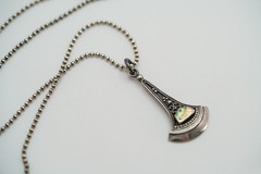 Vintage Sterling Silver Abalone Pendant 3.5cm Necklace 16″ JB39