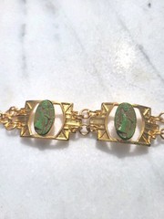 SALE!!! VINTAGE EGYPTIAN REVIVAL PHARAOH GLASS CABACHON SOLID BRASS BRACELET OLD
