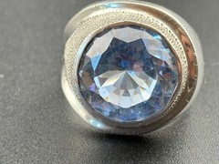Sterling Silver Vintage Eagle Mexico 12.9 Ct Blue Quartz Ring Sz. 9 – 24.3 Grams