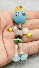 Vintage Articulated Bead Doll Pendant Moonglow Lucite Folk Art Charm Whimsical