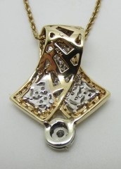 14K Yellow Gold-White Gold Vintage Diamond Pendant and 16″ Rope Chain – LB0808