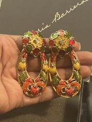 Vintage José Maria Barrera for Avon Convertible Floral Enamel Clip Earrings