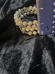 Vintage Faux Pearl Sterling Silver Coil Rosary Bracelet