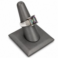 Vintage Sterling Silver 925 Mystic Topaz Ring Size 8.5 Emerald Cut 7g