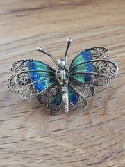 800 European Silver STUNNING BUTTERFLY Brooch. Vintage. Artistic.