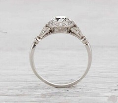 Antique Art Deco Style Simulated Diamond Edwardian Engagement Ring In 925 Silver