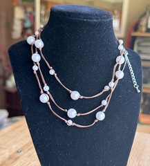 3PC Wood /Glass/Pottery /Silver beads ,Bead Choker Native ,Tribal Style
