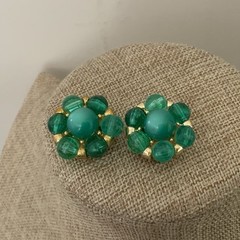 Vintage Clip On Earring Lot Monet Gold Tone Rhinestone Enamel Pairs