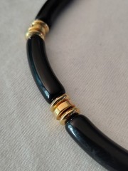 Napier Necklace Black and Gold Tone Beaded Choker Vintage 18 in