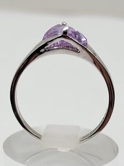 18K Gold Filled Purple Gemstone Ring Modern Statement Silver Tone Band