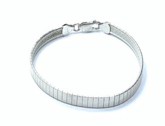 ITALY IBB 925 Sterling Silver Rhodium Plated Textured Omega Chain 7.5” Bracelet