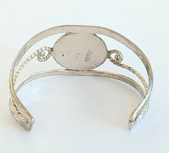 Sweet Alpaca Mexico MOP Inlaid Pink Enamel Childs Silver Cuff Bracelet