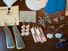 VTG 80s 90s Earrings Lot of 89 Colorful Pierced Shells Cloisonne Enamel Mixed