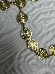 Liz Claiborne Signed Vintage 32″ Double Strand Gold Tone Coin Disc Necklace