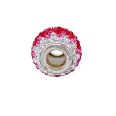 Vintage Sterling Silver 925 Red Crystal Barrel Charm Bead