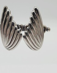 Napier Earrings Silver Tone Pierced Art Deco Vintage Floral 1.25 in