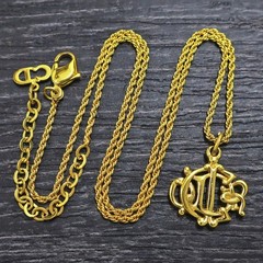 Christian Dior Gold Plated Logo Charm Chain Necklace Pendant #1327c Rise-on