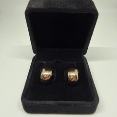 Vintage 18K Yellow Gold Wide Huggie Hoop Screw Back Earrings 3.22g 18MM x 10MM