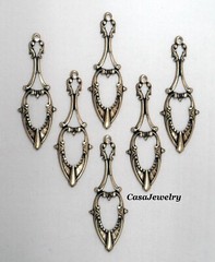 #0070 ANTIQUED GOLD PENDANT/ER WITH TOP HANG HOLE – 6 Pc Lot