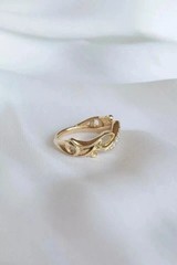 Art Deco Style Lab Created Diamond 14k Yellow Gold FN Pretty Anniversary Ring