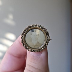 Antique Victorian Framed Brooch Portrait Photo Of Male C Clasp