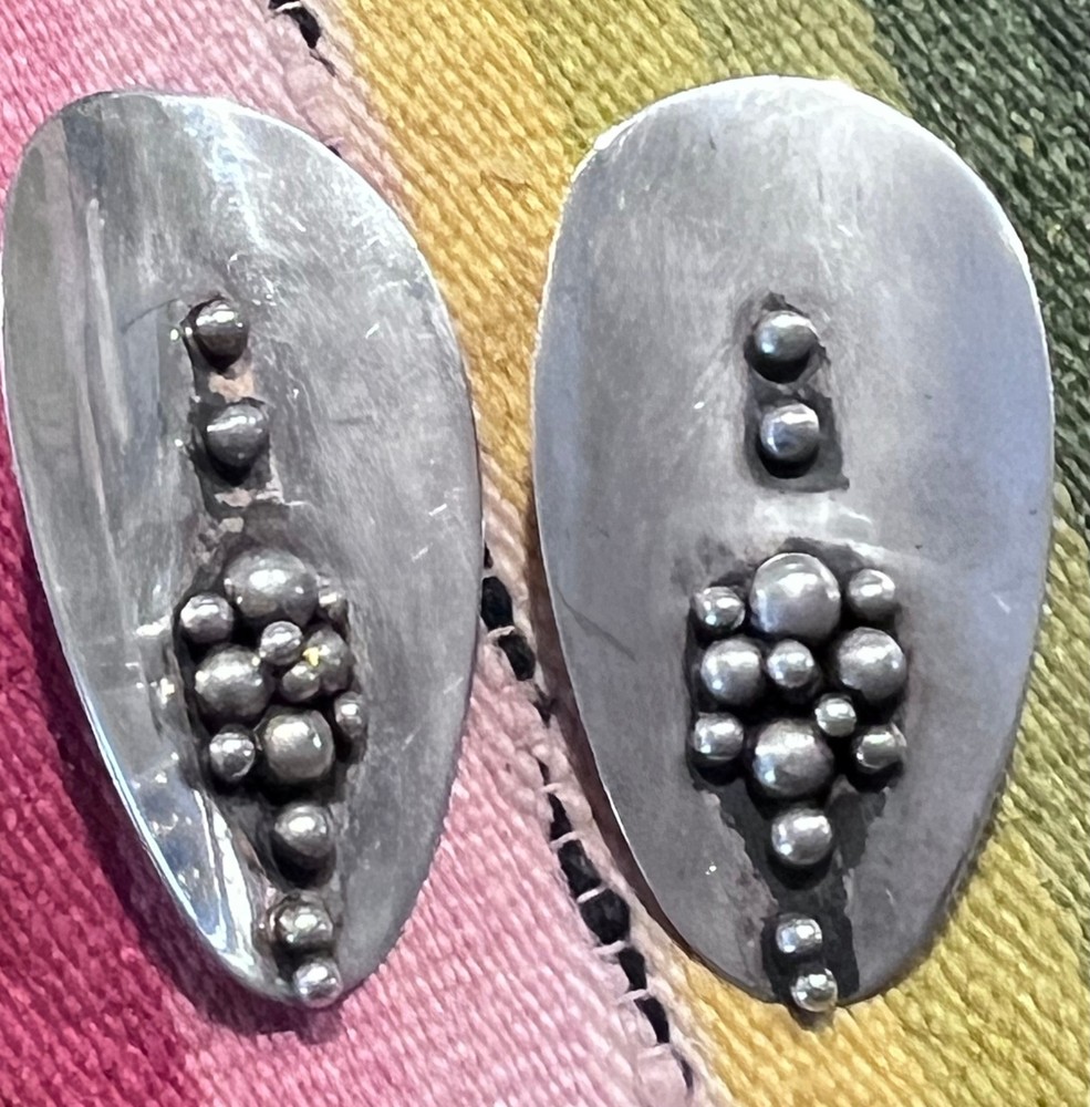 UNUSUAL STERLING SILVER POST BACK EARRINGS for pierced ears 1-7/8″ LONG