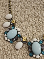 SUGARFIX Brass Blue White Bead Scoop Necklace