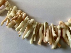 VINTAGE ANGEL SKIN CORAL BRANCH STERLING CLASP NECKLACE 74 GRAMS