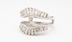 GIA TESTED 14K GOLD 0.81 CT NATURAL DIAMOND RING 27 BAGUETTE JACKET GUARD SZ 5½