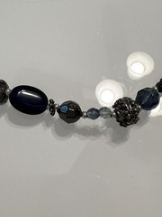 Vintage Cookie Lee Blue & Silver Beaded Lobster Claw Necklace