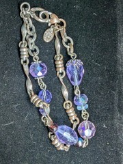 Kirks Folly Love Never Dies Lavender Dream Two Chain Bracelet Copper Color Wear