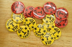 Vintage Advertising Lot Pinback Buttons Model T Car Show VIP Red & Yellow