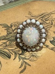 Vintage 10k Gold Ring 19 Fire Opals size 7.75 weight 5.4gr or 3.5 dwt c. 1970’s