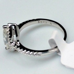 Moissanite Engagement Ring Marquise Cut Halo Pave CZ Sterling Silver 8 NWT