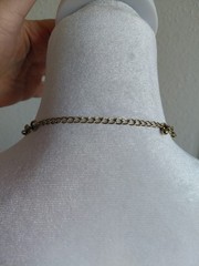 Vintage Amber Style Composite Beads Metal Gold Tone Chain Necklace Boho