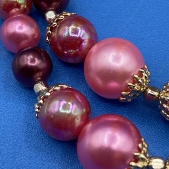 NECKLACE vintage 1950s 1960s Pink Purple BEADS 2 strands glitter small 14-16″
