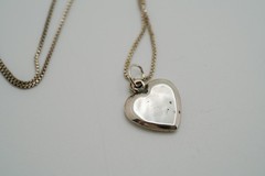 Vintage Sterling Silver Heart Pendant 1.7cm Necklace 22″ JB39