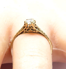 Antique Art Deco Old European Diamond Engagement 18KW Ring Sz 6.75 UK-N EGL USA