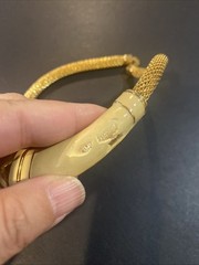 Vintage Lanvin Paris Gold Tone Mesh & Enamel Choker Necklace Signed