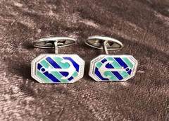 Antique silver 875 enamel cufflinks made in the USSR “Sea” Anchor