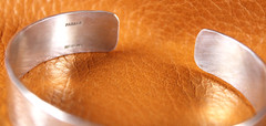 PARKER Signed HAMMERED Cuff Bracelet 13mm Sterling Silver Size 6 3/4″
