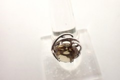 Vintage Modernist Sterling Silver & Large Smoky Quartz Cocktail Ring Sz 7