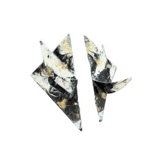 1991 Artisan Abstract Paper Clip Earrings with Black, White & Gold Glitter