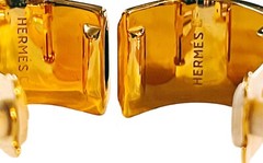 Hermès Cloisonné Luxury Enamel Women’s Yellow Gold-Tone Clip-on Earrings