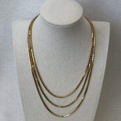 Vintage Monet Gold Tone 3-Strand Necklace Adjustable Length 16-18”