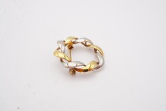 Vintage 14k Yellow Gold White Gold Brooch Pin Two Tone